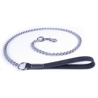 Laisse Chaîne poignée cuir /  Leash Metal with Leather handle